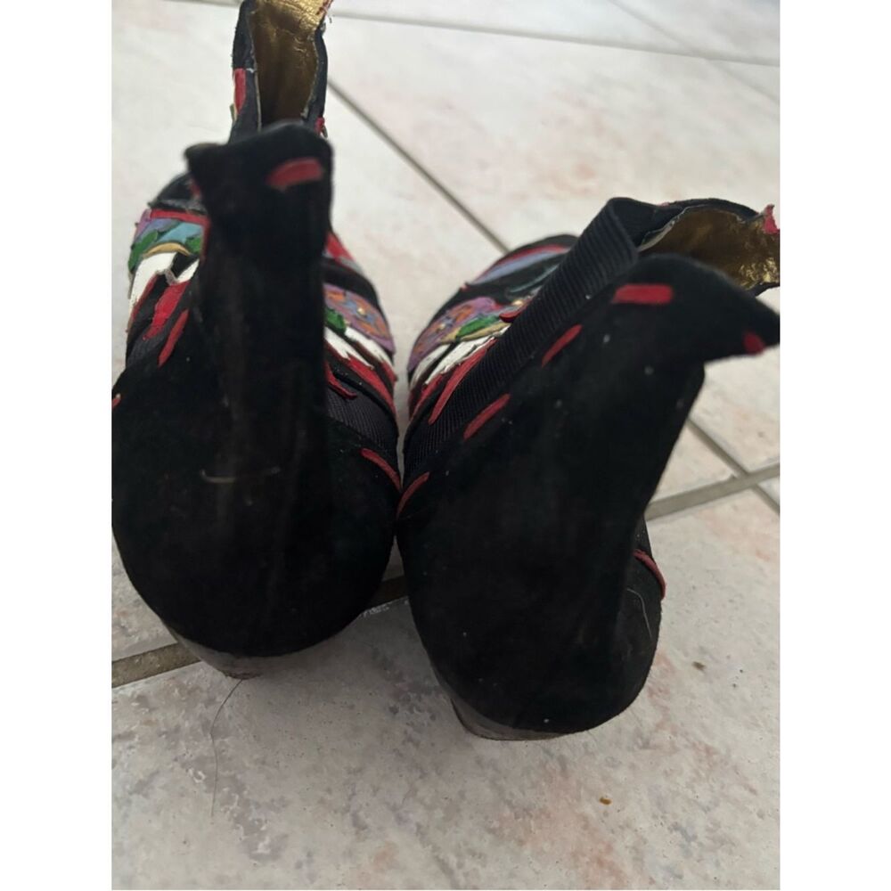 Vintage Zalo Cowboy Booties Horse Boots western heels feather hat design shoes - Picture 8 of 10